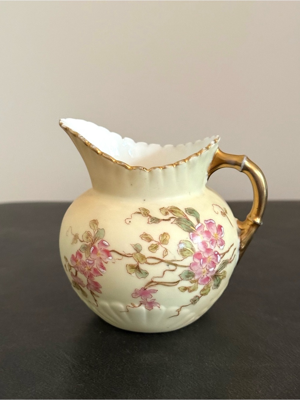 Vintage Rudolstadt RW Germany Floral Creamer with Gold Trim